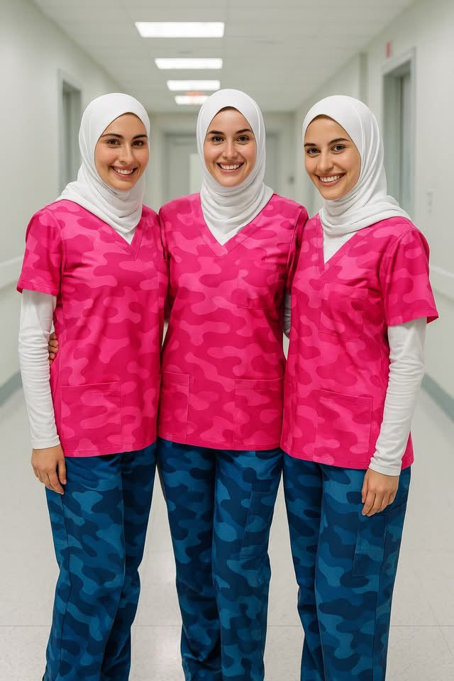 Camo pink Top Scrub