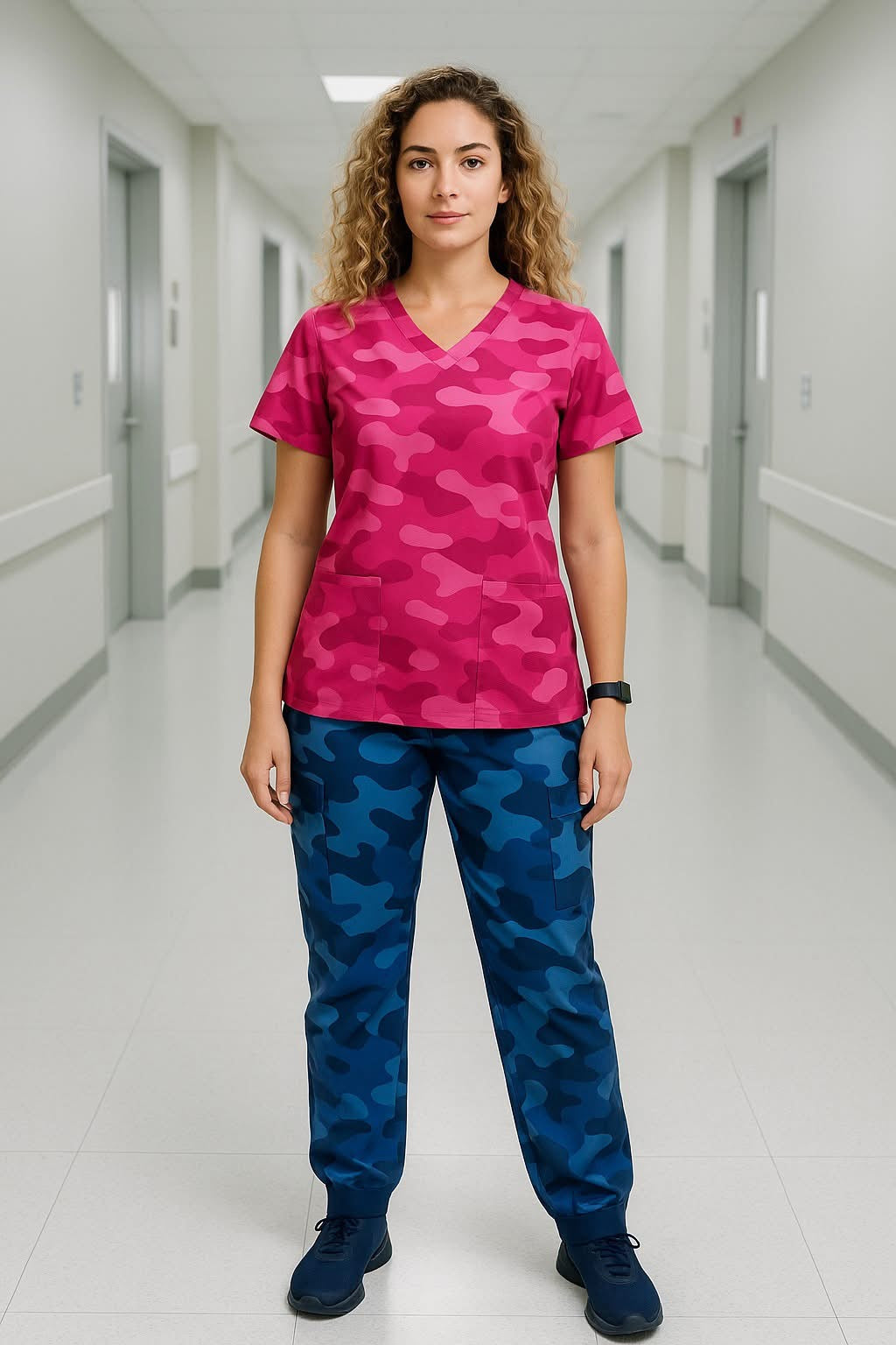 Camo pink Top Scrub