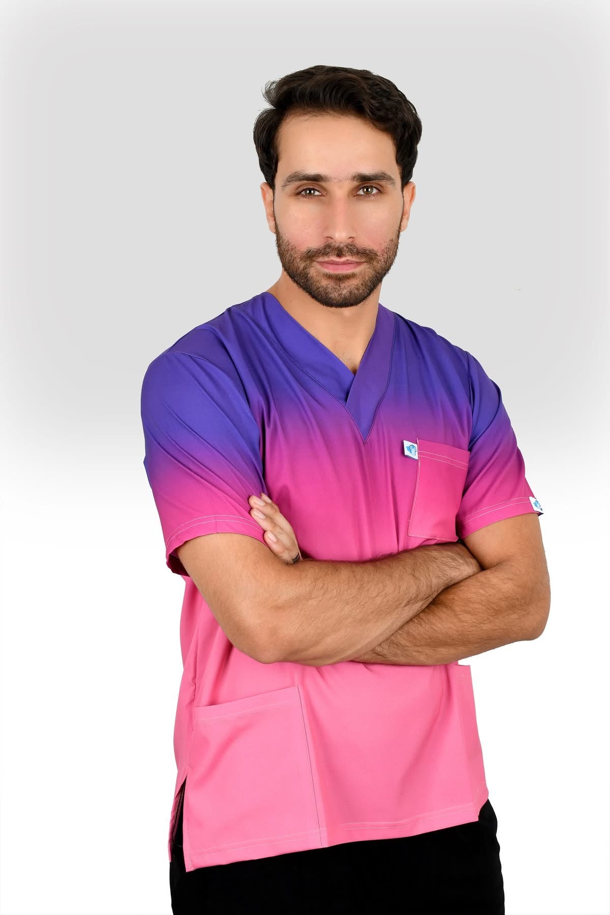 Flamingo Top Only سكراب توب طبية ( نص كم – كم ) لون بينك ديجراديه فلامنجو | Resan Medical Wear