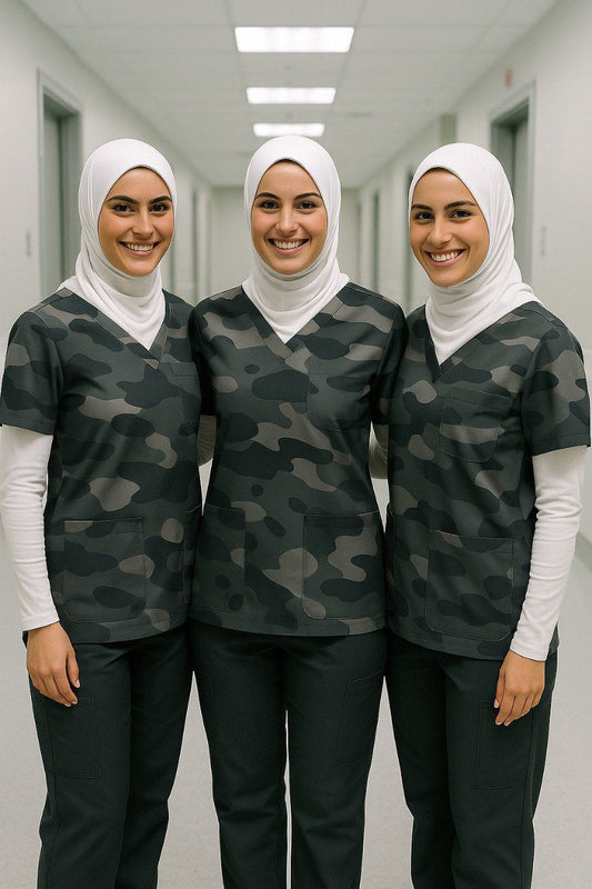 Camo Dark gray Top scrub