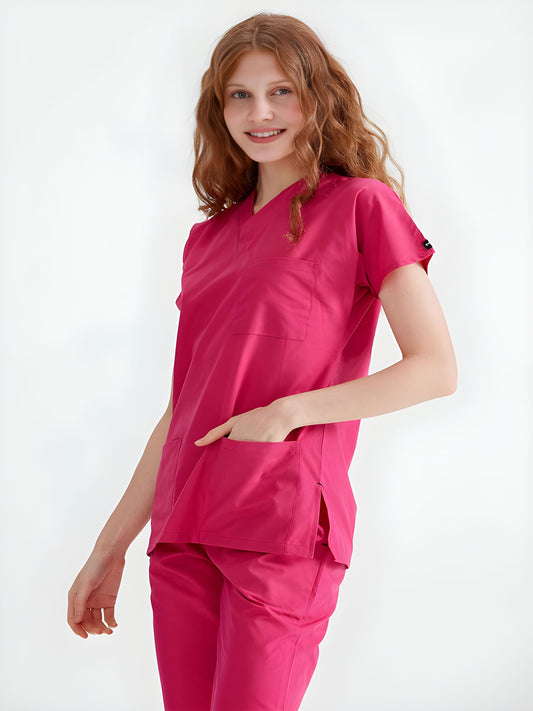 Solid Pink Scrub Top Only