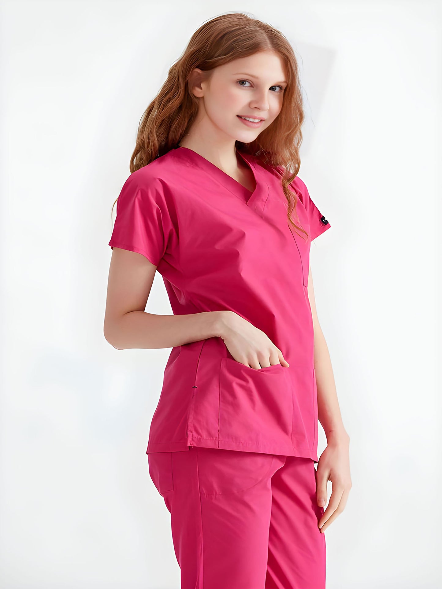 Solid Pink Scrub Set (Top + Pants)