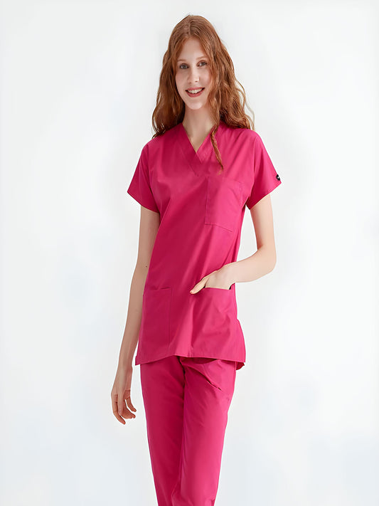 Solid Pink Scrub Set (Top + Pants)