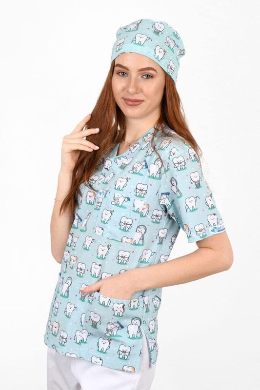 Baby Tooth Medical Top – Cute Tooth Prints for Dentists …    طبي برسومات أسنان للأطفال |تـوب مثالي لأطباء الأسنان”