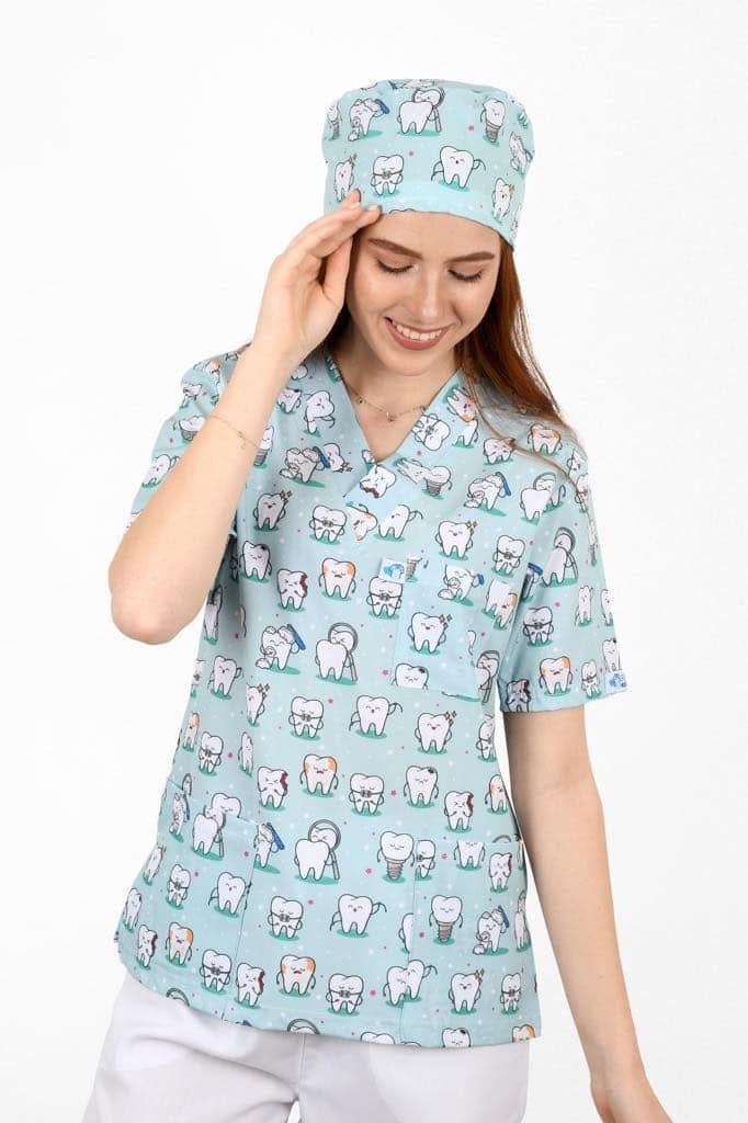 Baby Tooth Medical Scrub – Cute Tooth Prints for Dentists "