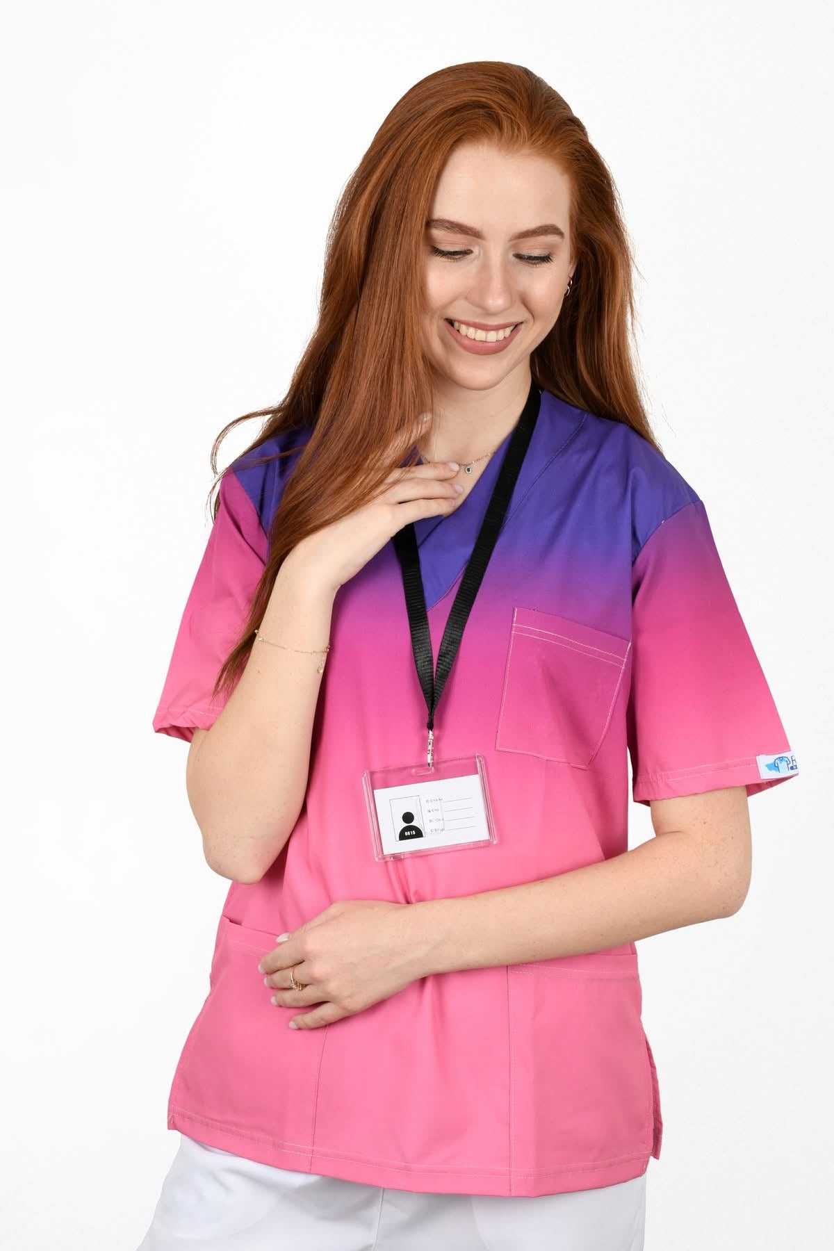 Flamingo Top Only سكراب توب طبية ( نص كم – كم ) لون بينك ديجراديه فلامنجو  | Resan Medical Wear