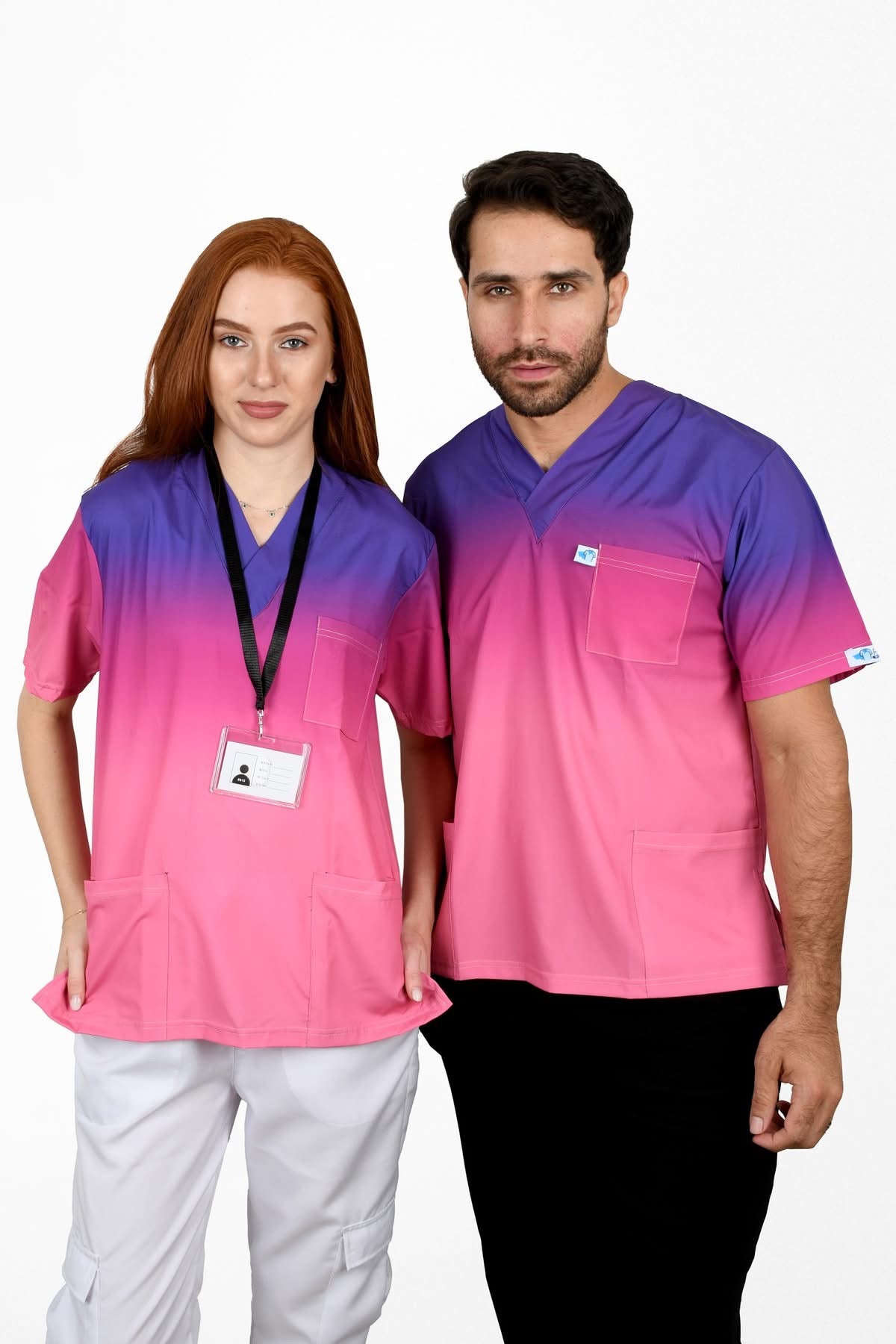 Flamingo Top Only سكراب توب طبية ( نص كم – كم ) لون بينك ديجراديه فلامنجو  | Resan Medical Wear