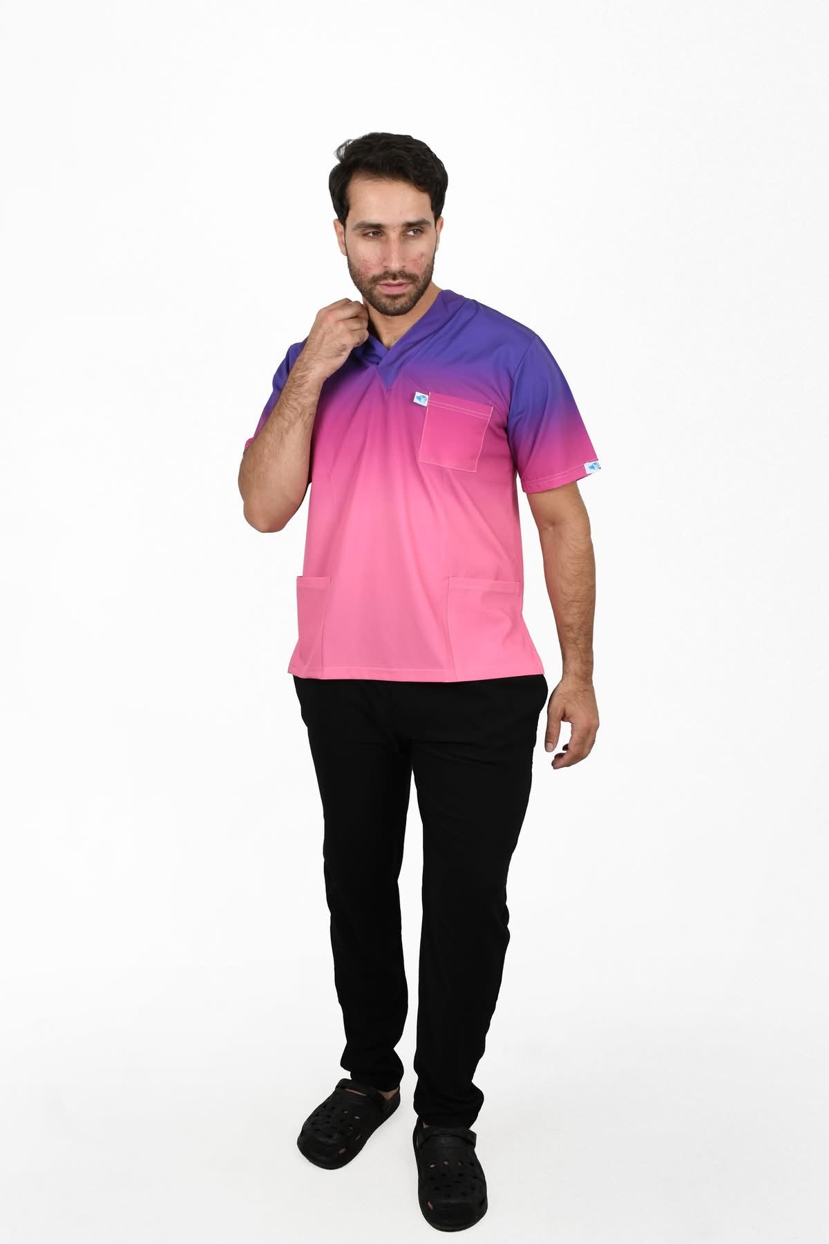 Flamingo Top Only سكراب توب طبية ( نص كم – كم ) لون بينك ديجراديه فلامنجو  | Resan Medical Wear