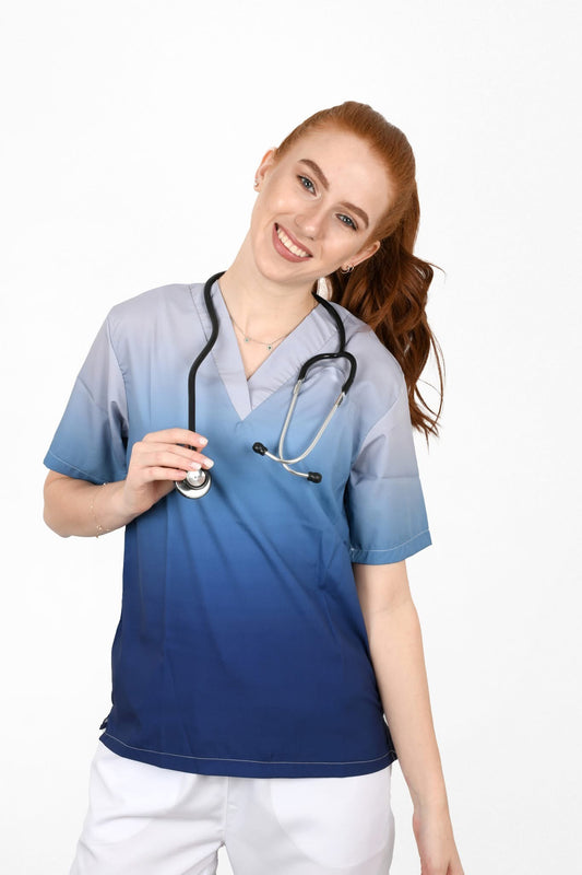 سكراب unisex ocoun blue – 3 جيوب، تصميم V Neck، خامة مريحة | Resan Medical Wear