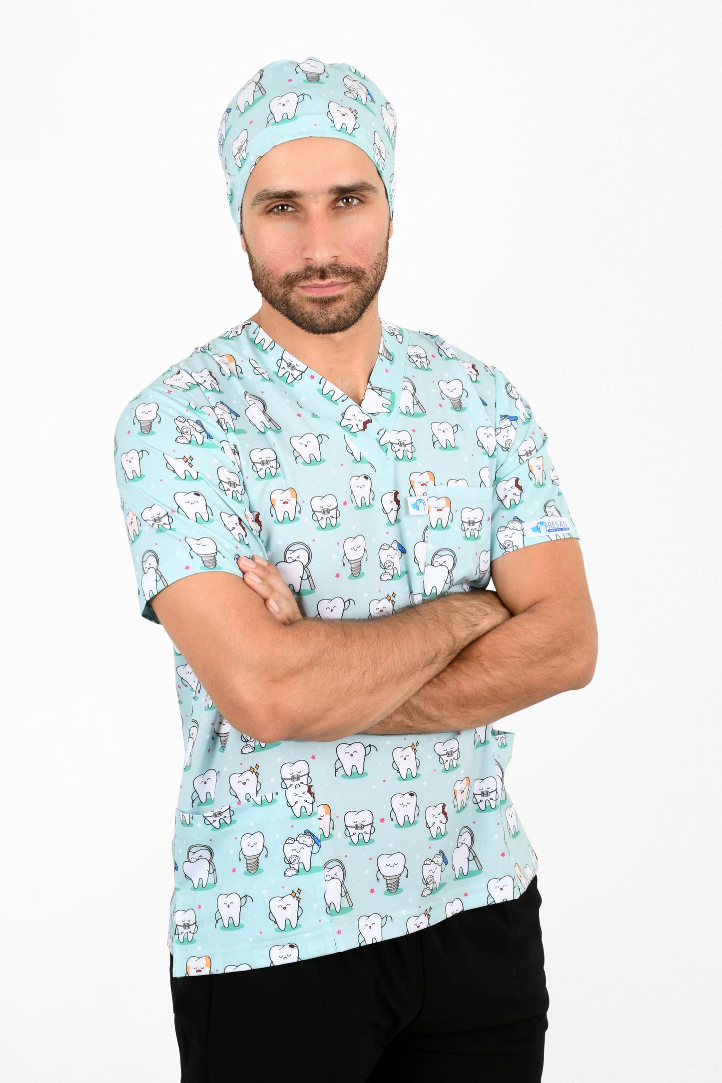 Baby Tooth Medical Scrub – Cute Tooth Prints for Dentists "