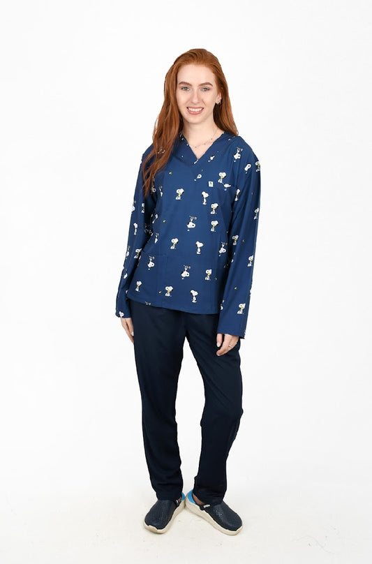 Navy Snoopy Scrub – Comfort & Cuteness for Pediatricians & Vets  ….  اسكراب Navy Snoopy – راحة وخفة دم لأطباء الأطفال والبيطريين