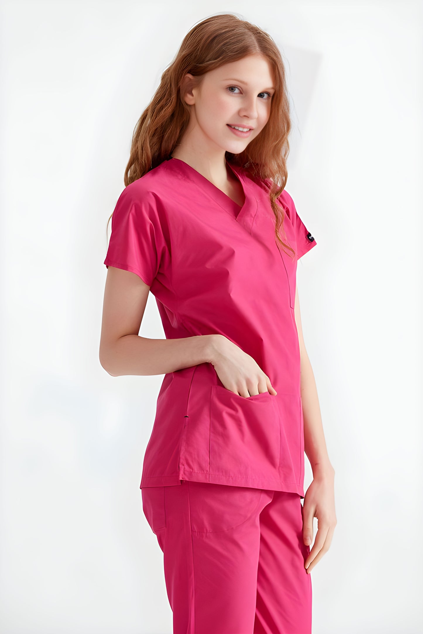 Solid Pink Scrub Top Only
