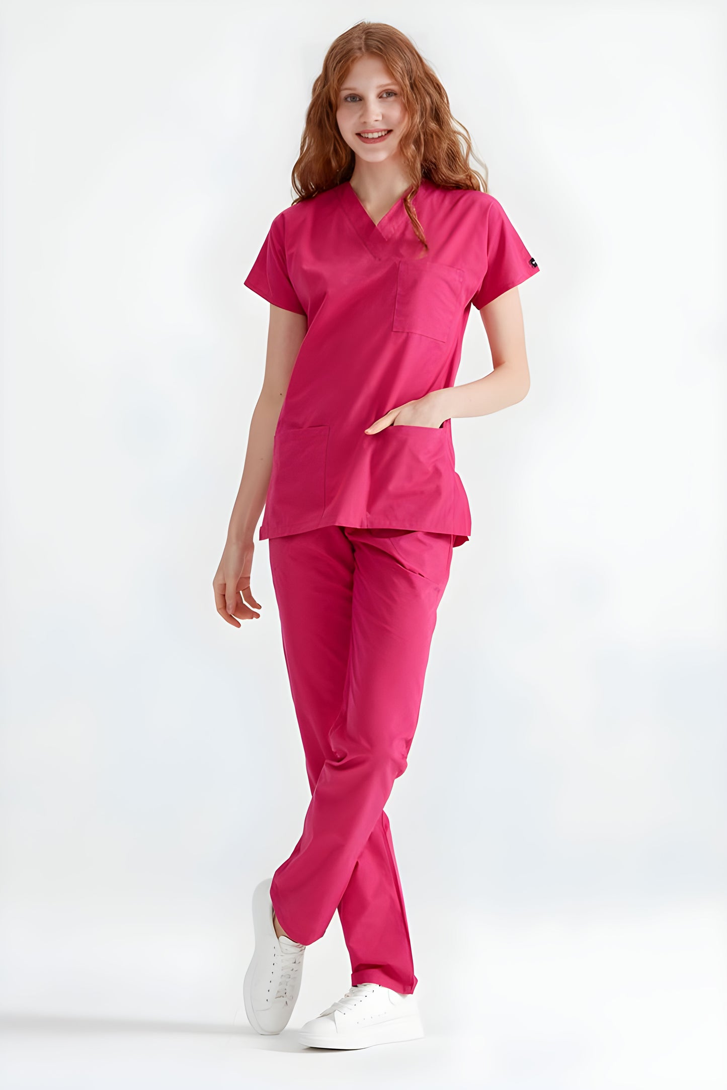 Solid Pink Scrub Top Only